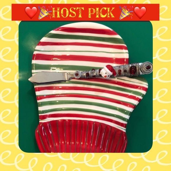 New Holiday mitten plate and Santa Knife - Picture 5 of 7